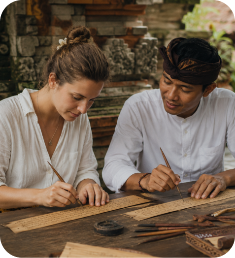 Writing on lontar leaves